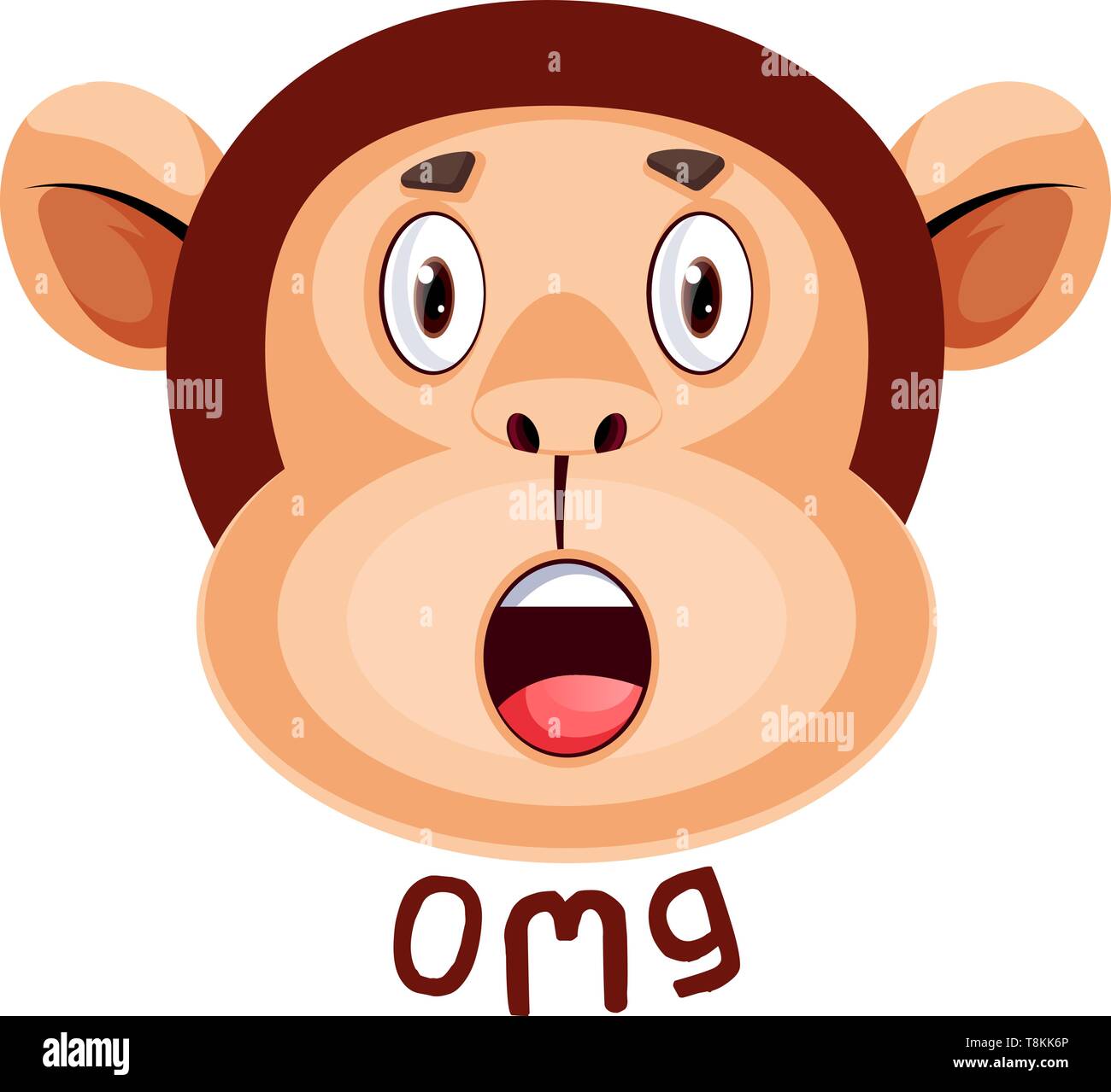 Monkey is having negative surprise, illustration, vector on white ...