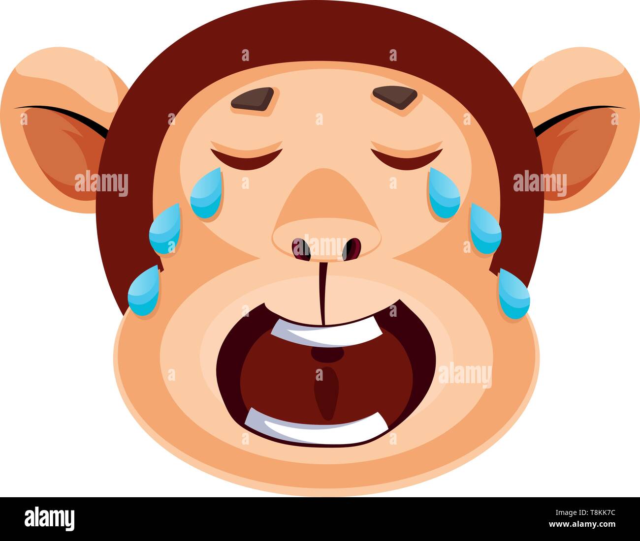 Monkey is crying, illustration, vector on white background. Stock Vector