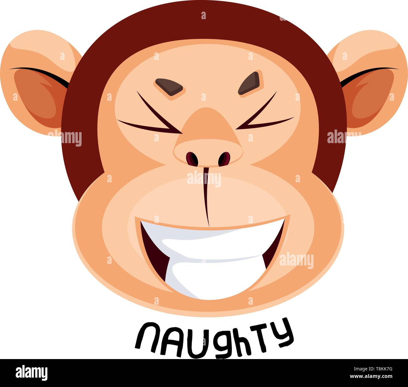 Monkey is feeling naughty, illustration, vector on white background. Stock Vector