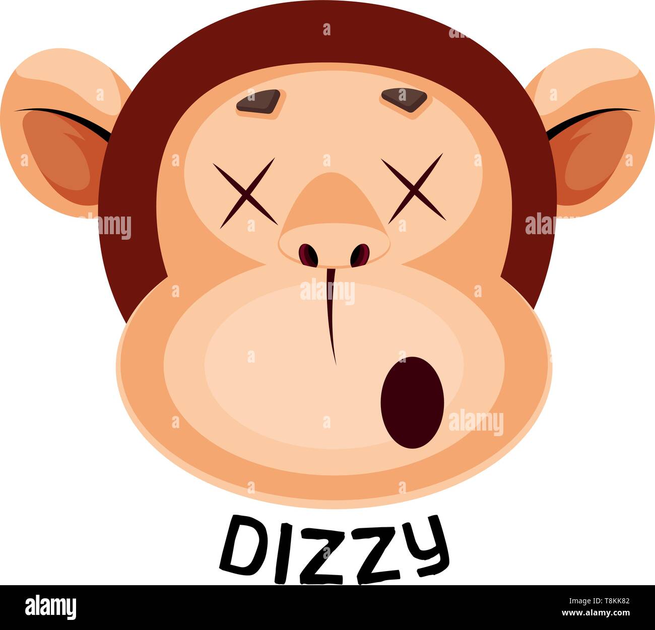 Monkey is feeling dizzy, illustration, vector on white background. Stock Vector