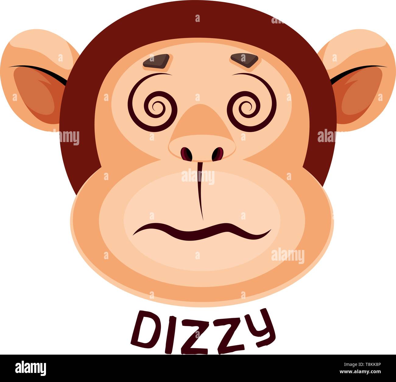 Monkey is feeling dizzy, illustration, vector on white background. Stock Vector