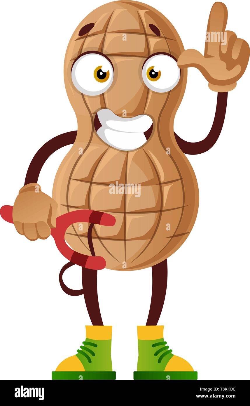 Peanut with sling, illustration, vector on white background Stock