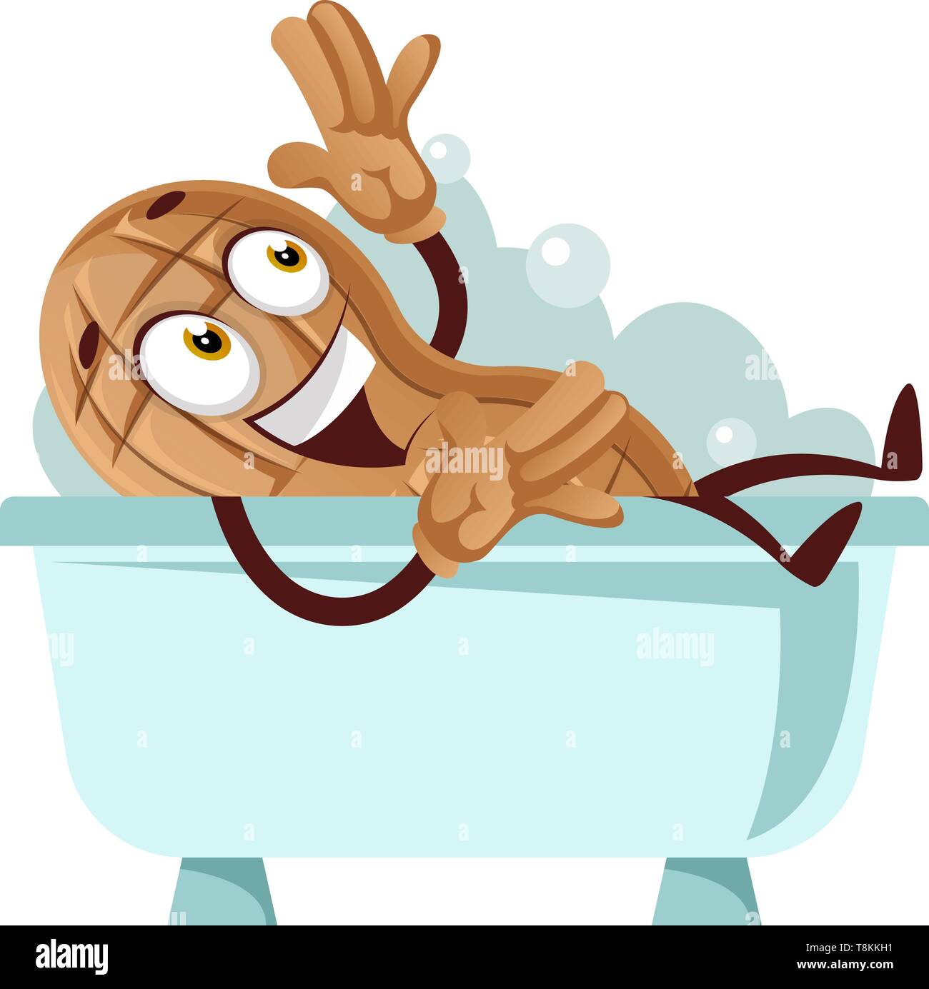 Peanut taking a bath, illustration, vector on white background. Stock Vector