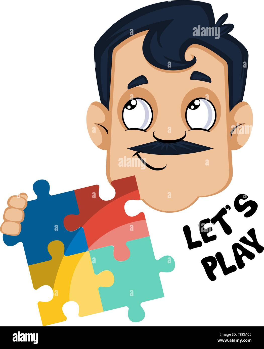 Man is holding puzzle, illustration, vector on white background Stock ...