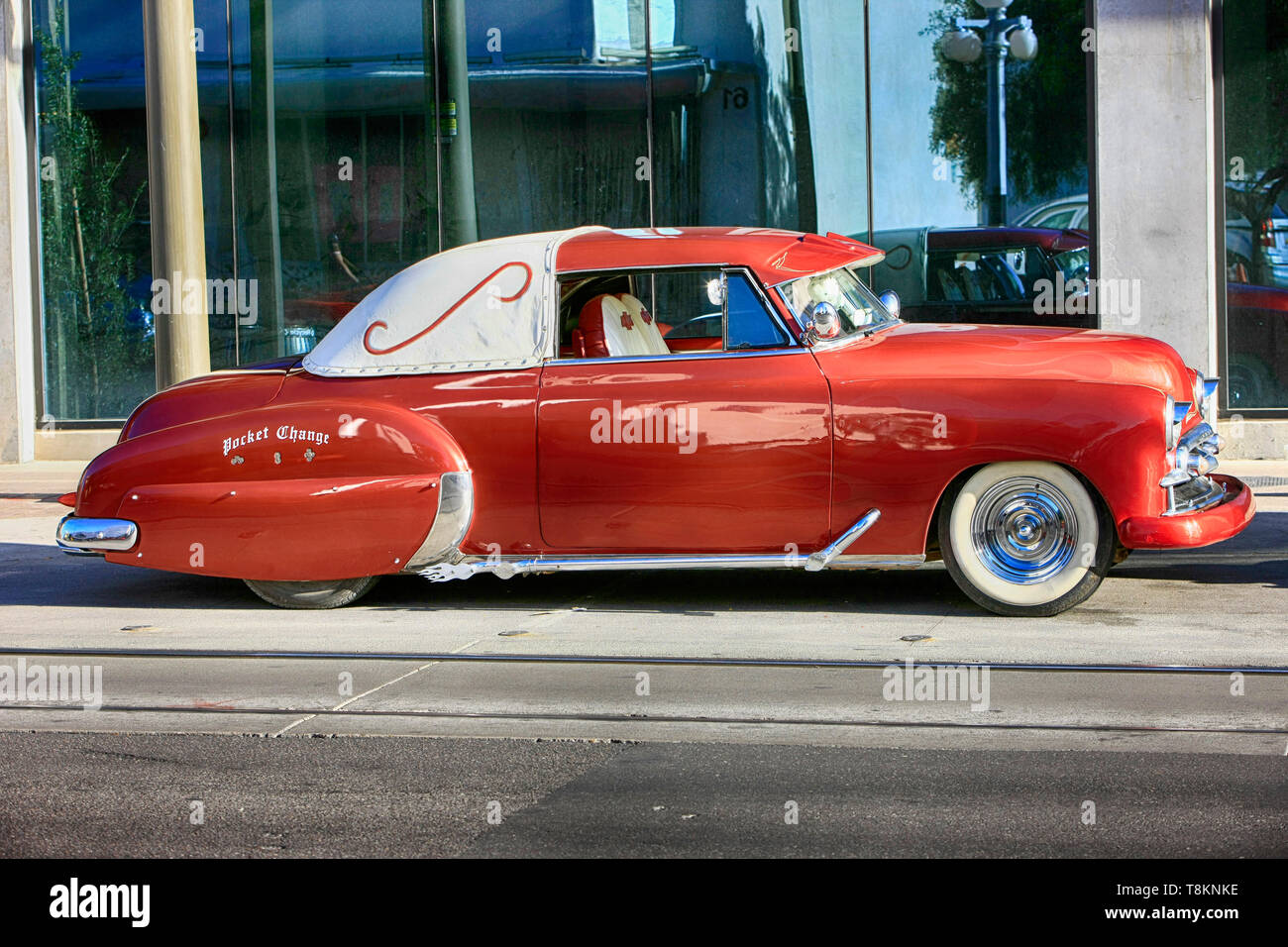 Customized 1953 Chevy Bel Air in downtown Tucson AZ Stock Photo