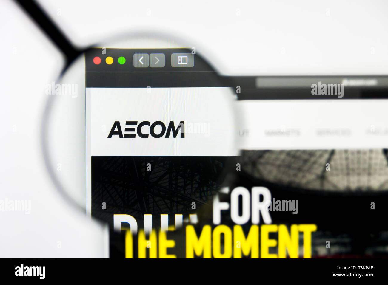 Richmond, Virginia, USA - 8 May 2019: Illustrative Editorial of AECOM website homepage. AECOM logo visible on screen. Stock Photo