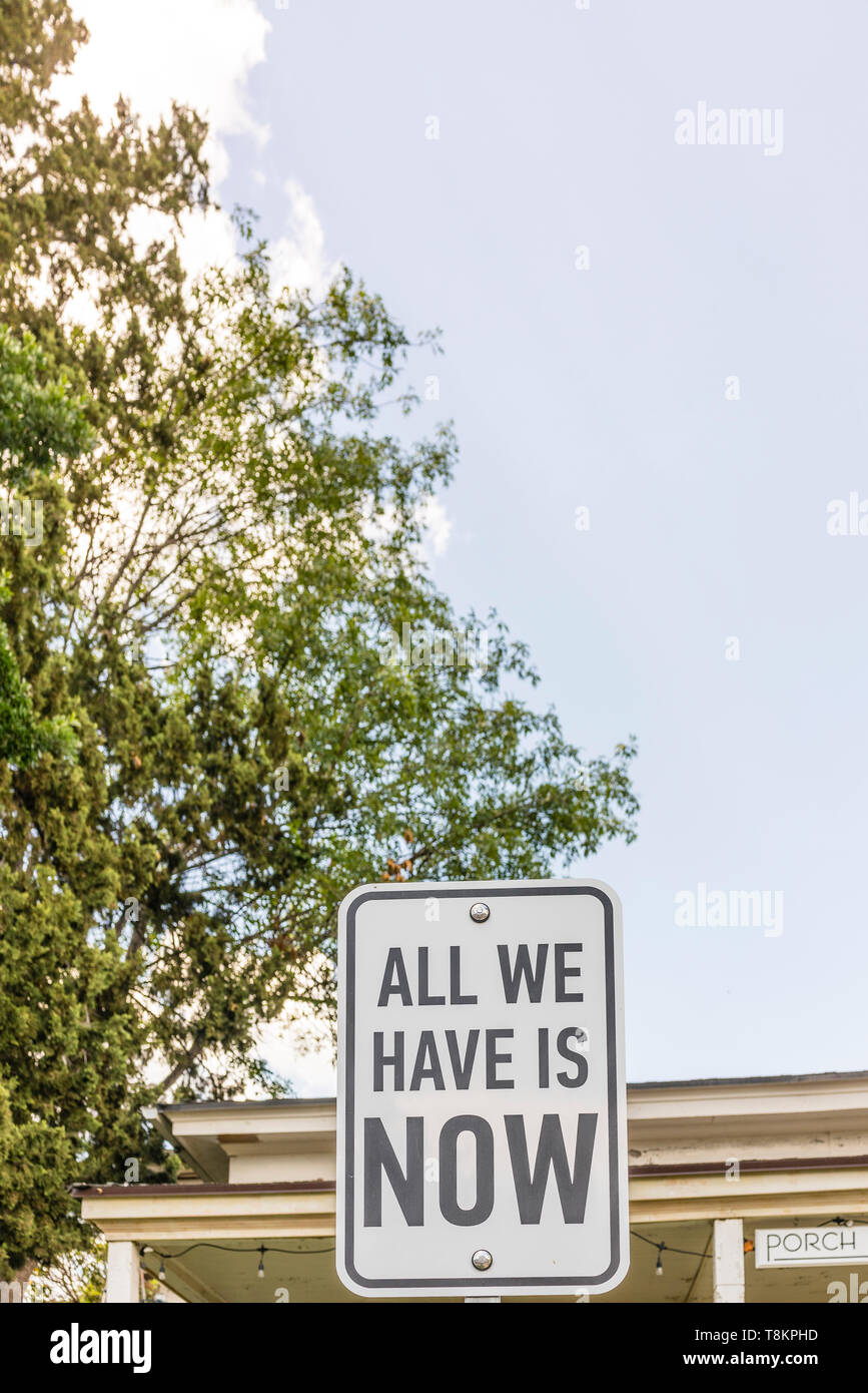 Sign outside an art gallery in Ojai, California All We Have is Now