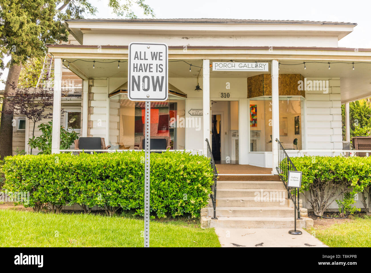 Sign outside an art gallery in Ojai, California All We Have is Now