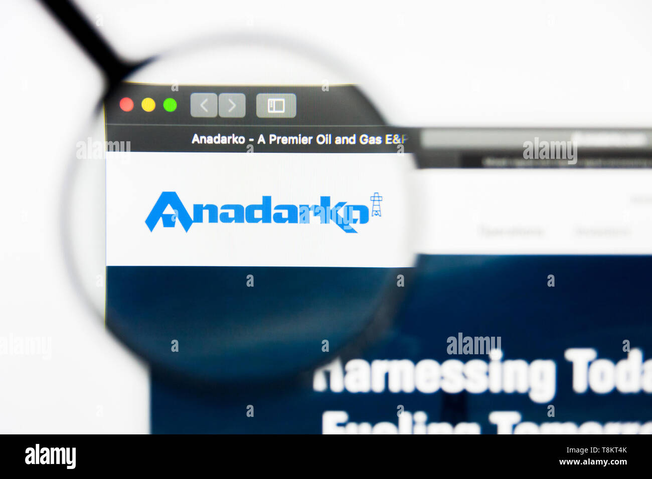 Richmond, Virginia, USA - 9 May 2019: Illustrative Editorial of Anadarko Petroleum Corporation website homepage. Anadarko Petroleum Corporation logo v Stock Photo
