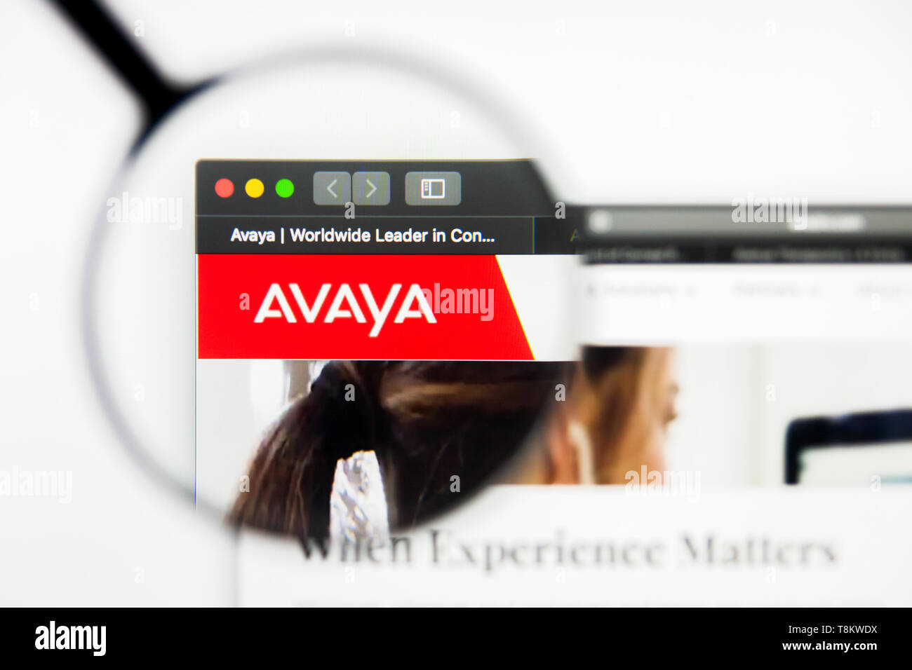 Richmond, Virginia, USA - 9 May 2019: Illustrative Editorial of Avaya Holdings Corp website homepage. Avaya Holdings Corp logo visible on display Stock Photo