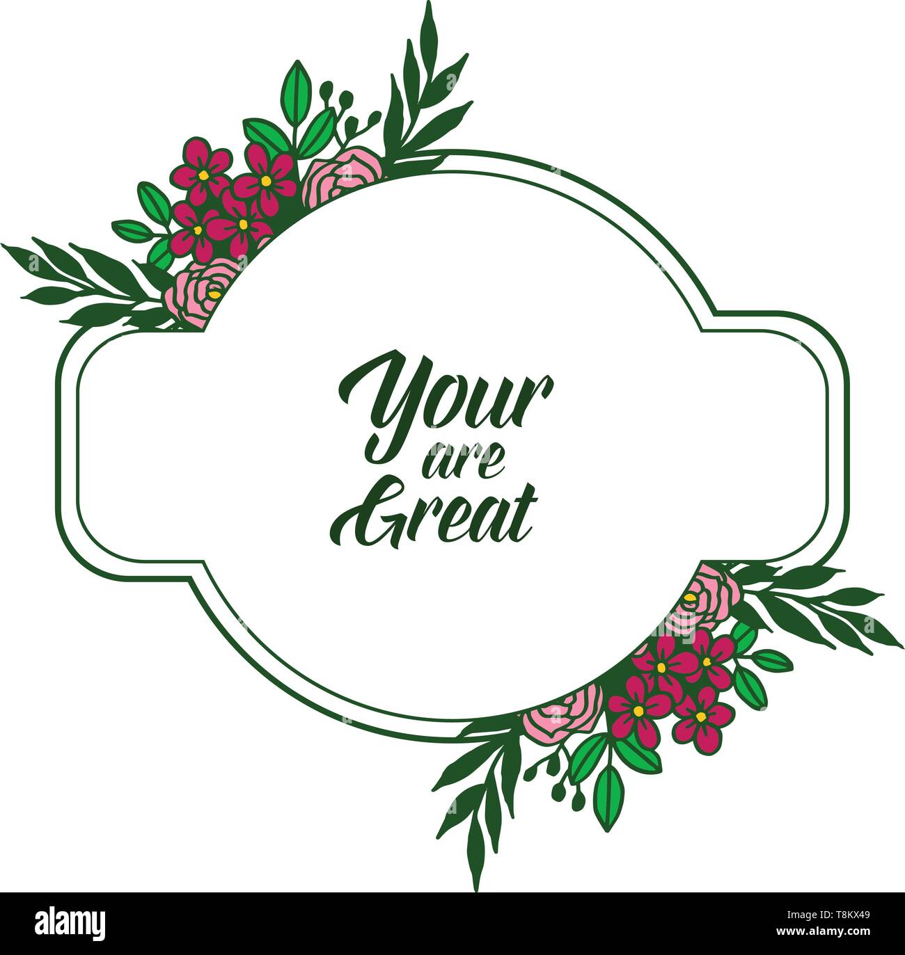 Vector illustration decor of card your are great with pattern art of ...