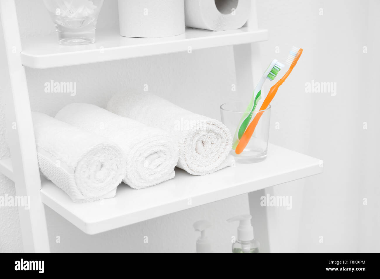 Tooth brushes shelf hi-res stock photography and images - Alamy
