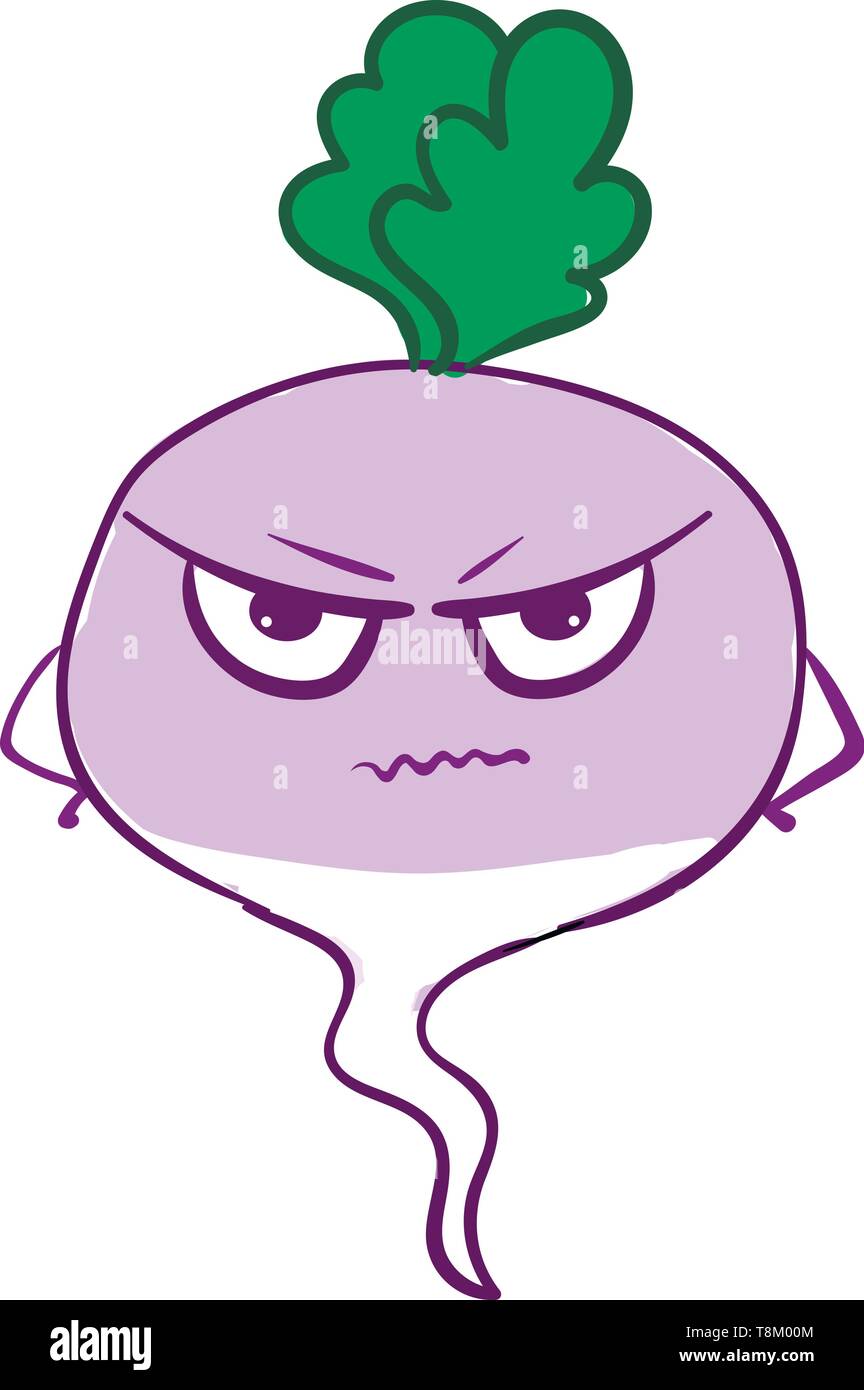 Download Purple Colored Turnip With Green Leaves Angry Face Vector Color Drawing Or Illustration Stock Vector Image Art Alamy PSD Mockup Templates