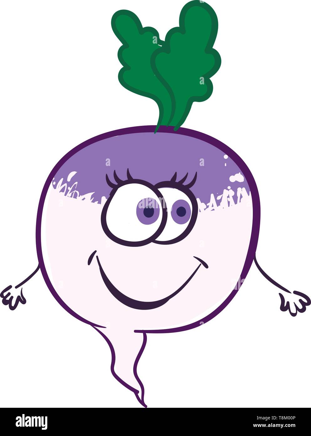 A light and dark purple colored turnip with two eyes, vector, color