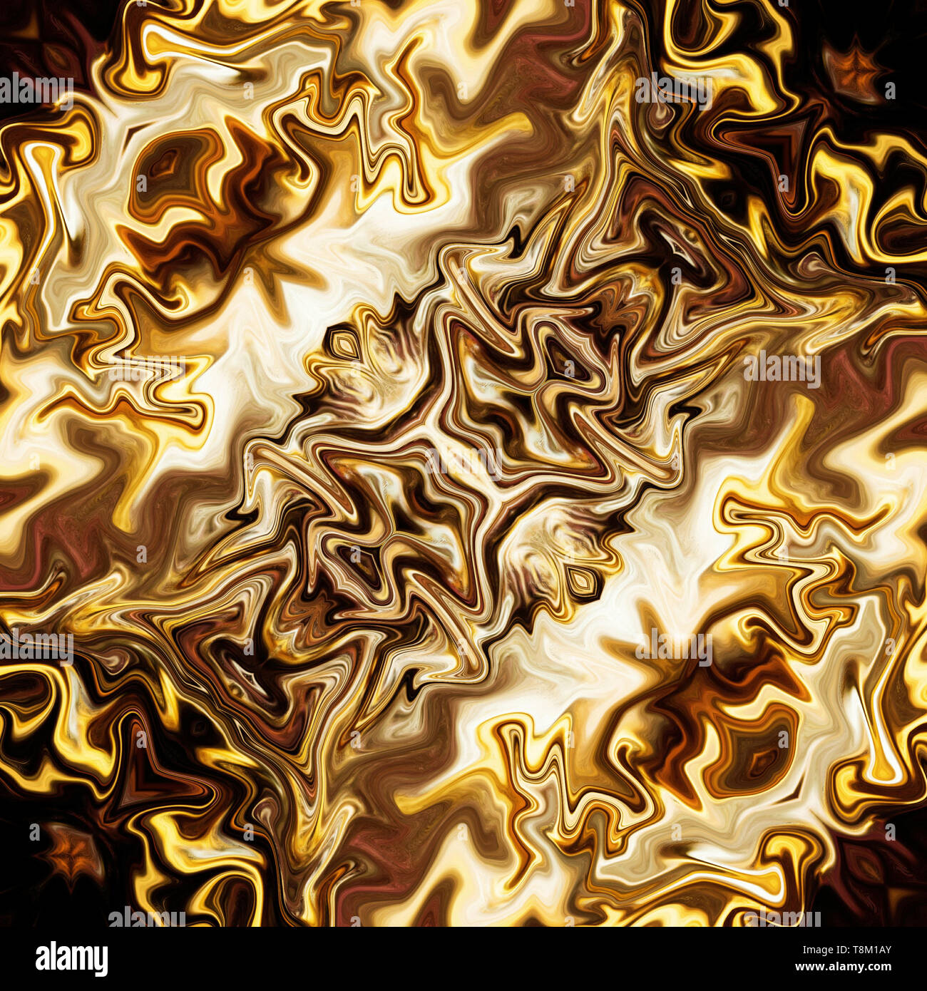 Gold art. Abstract design pattern in rich royal style. Golden color background. Liquid effect graphic artwork. Stock Photo