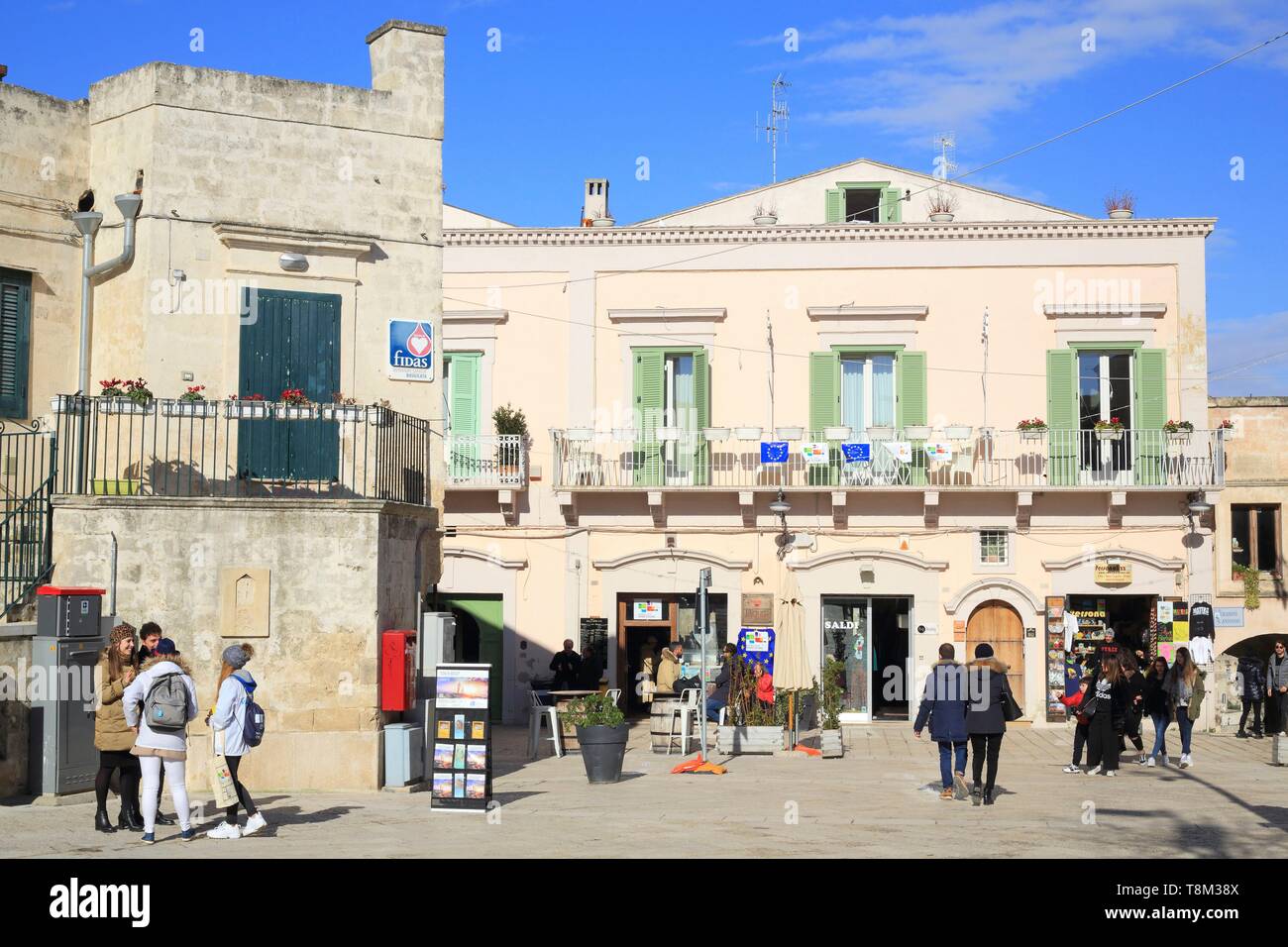 Italy, Basilicata, Matera, European Capital of Culture 2019, Piazza del Sedile Stock Photo