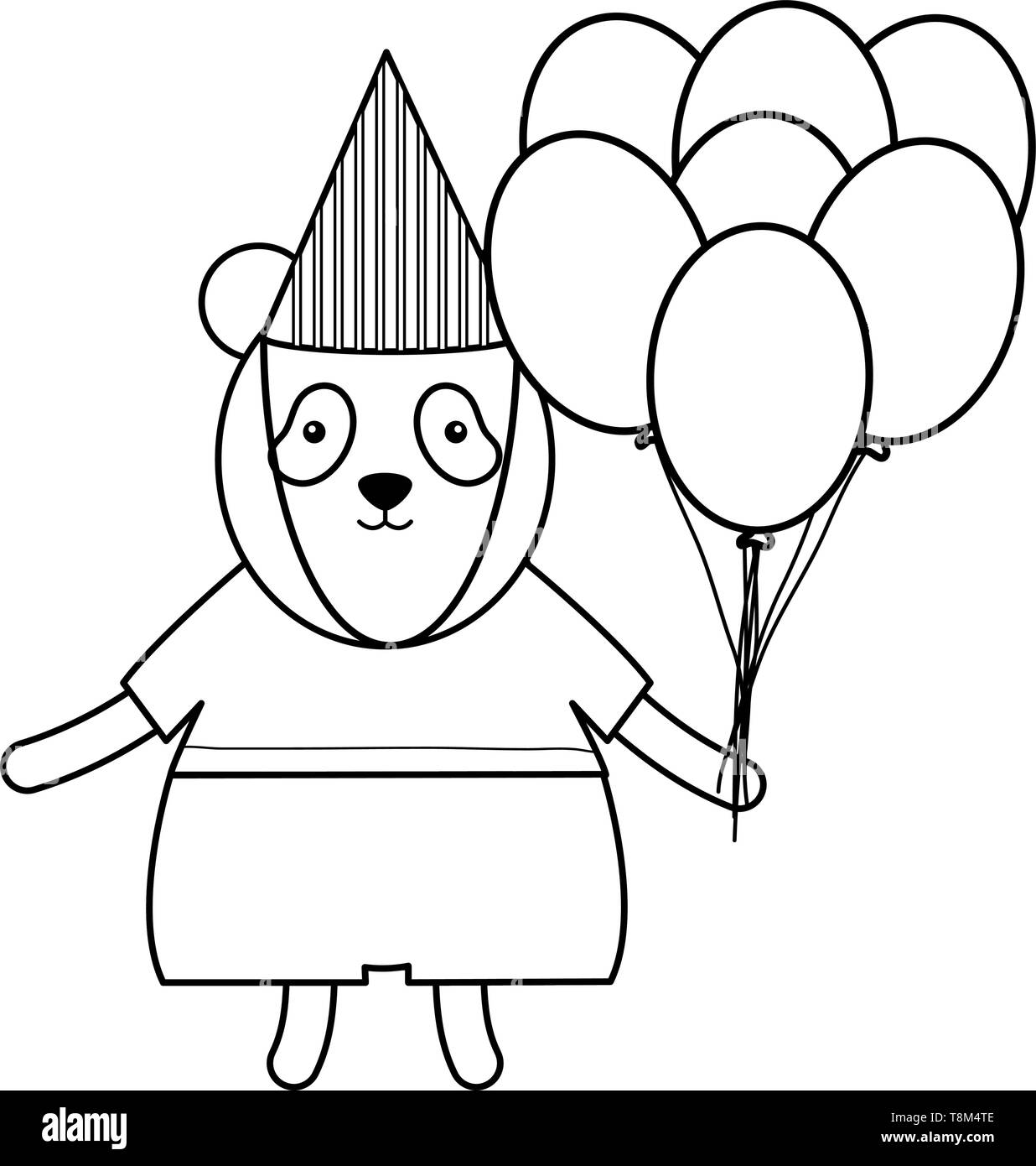 cute polar bear with balloon helium in party celebration vector ...