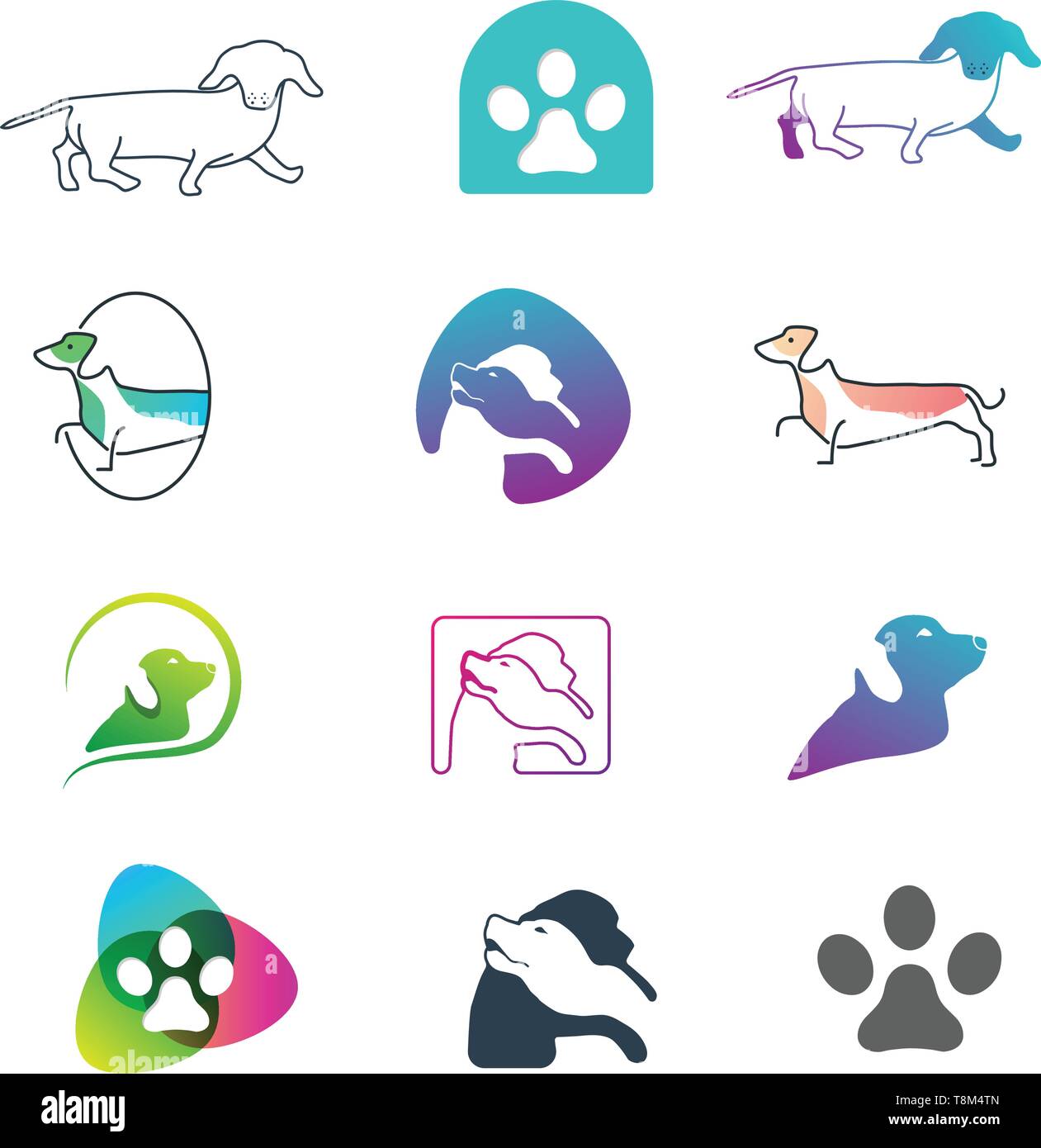 Dog Logo Line design concept vector icon element isolated - vector Stock Vector
