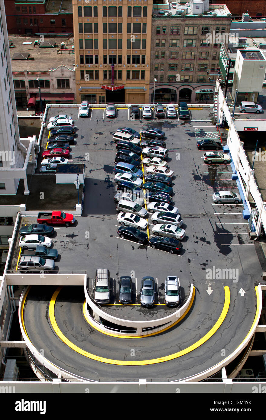 Rooftop City Parking Stock Photo Alamy
