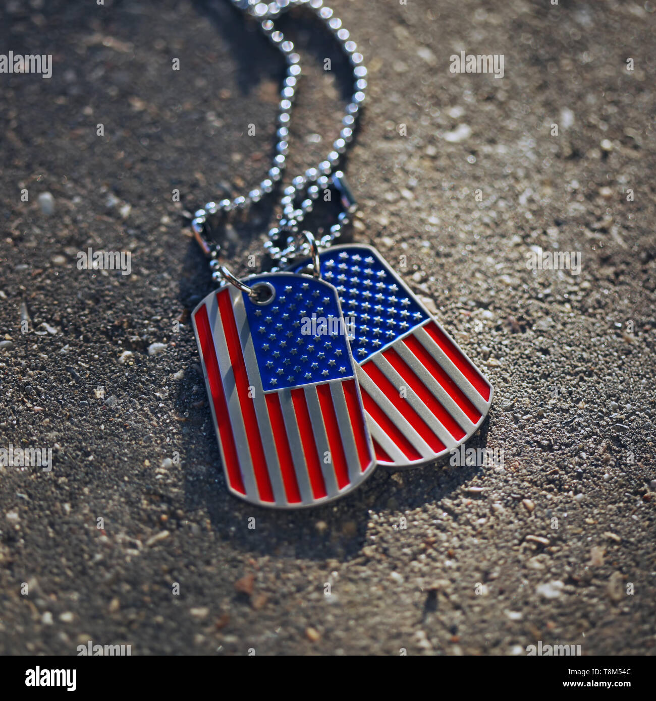 American flag dog tags background Stock Photo - Alamy