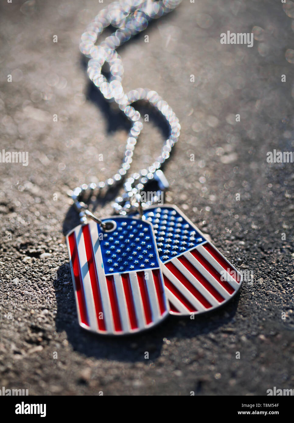 American flag dog tags background Stock Photo - Alamy