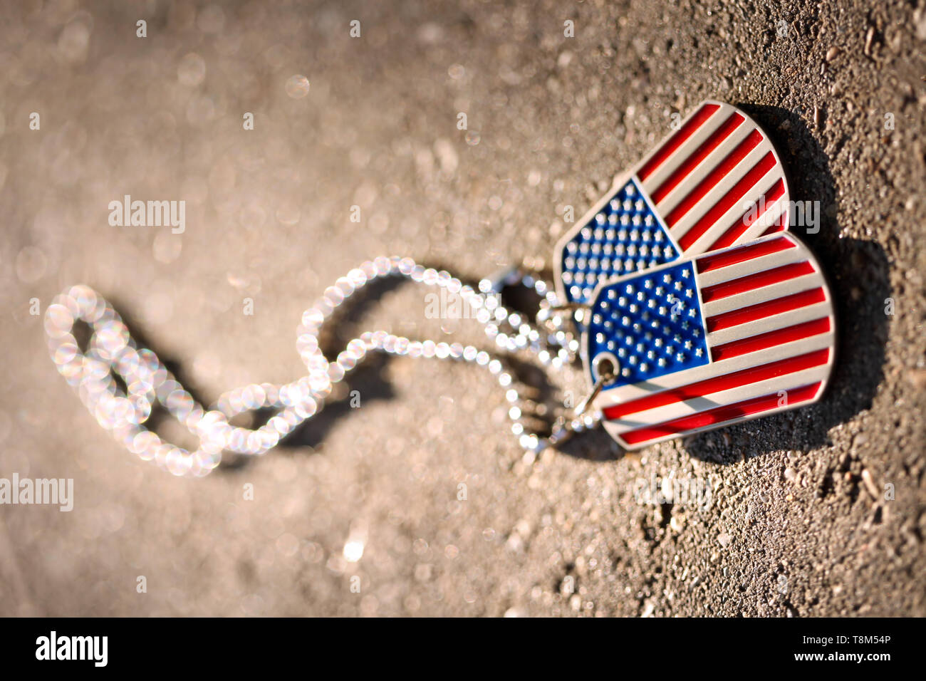 American flag dog tags background Stock Photo - Alamy