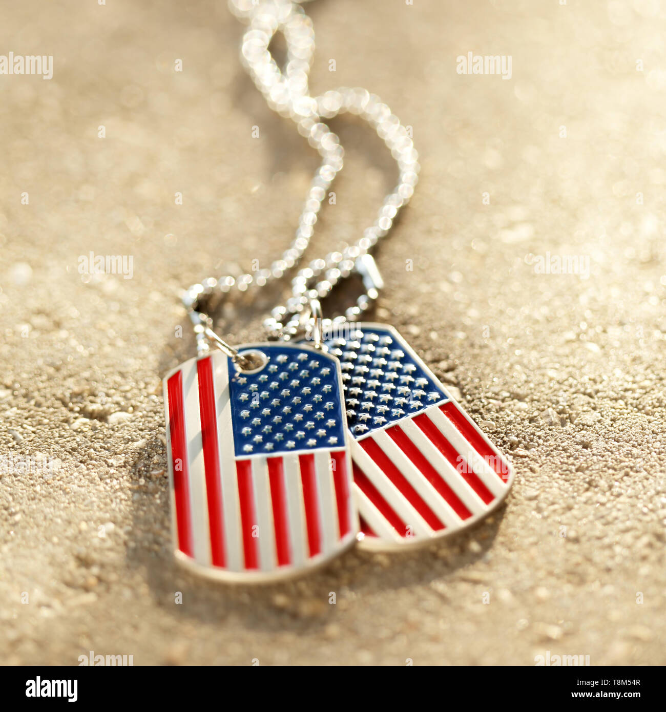 American flag dog tags background Stock Photo - Alamy