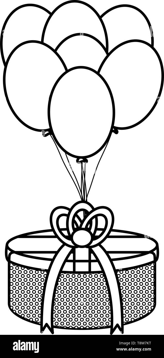 gift box with balloons helium floating vector illustration design Stock ...