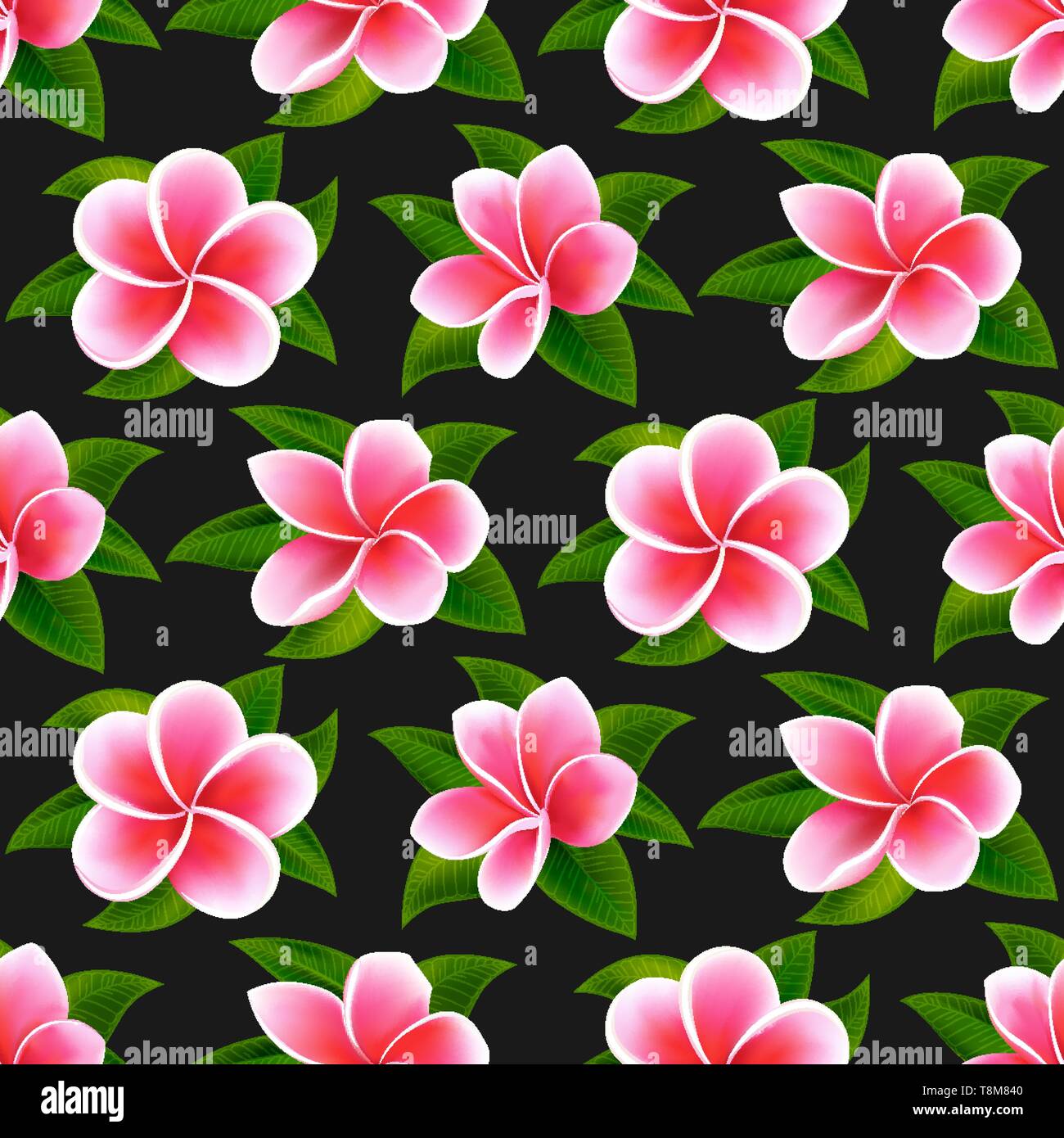 Beautiful tropical flowers seamless floral summer pattern vector background Stock Vector
