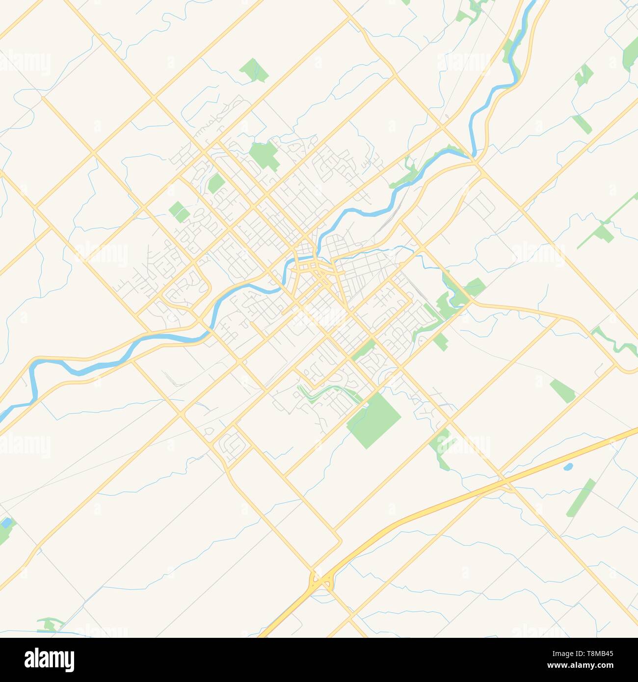 Empty vector map of ChathamKent, Ontario, Canada, printable road map