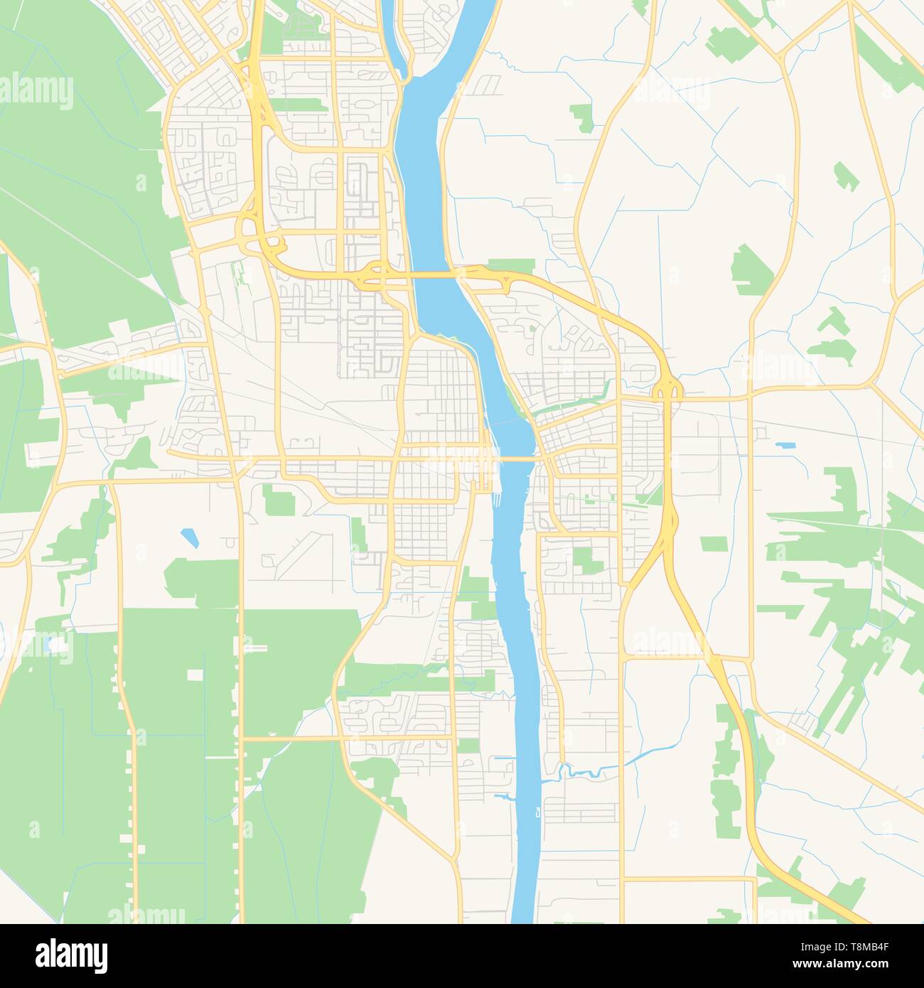 Empty vector map of Saint-Jean-sur-Richelieu, Quebec, Canada, printable