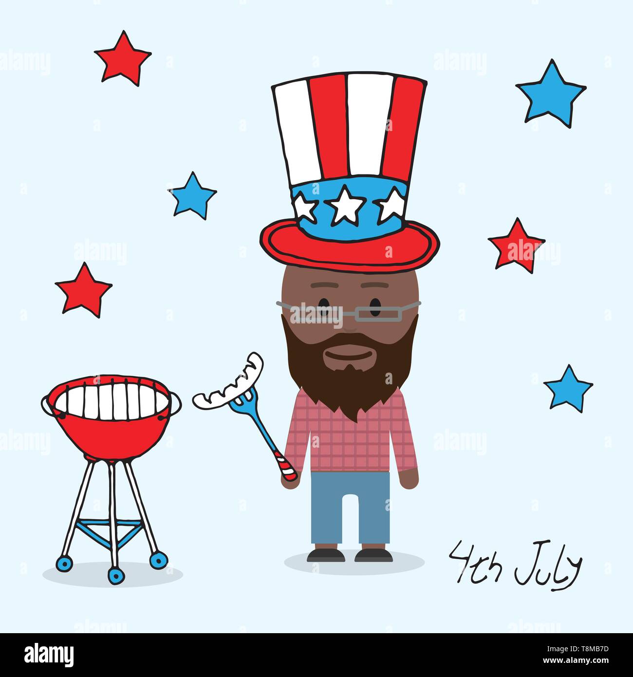 Mascot character with 4th July concept theme Stock Vector