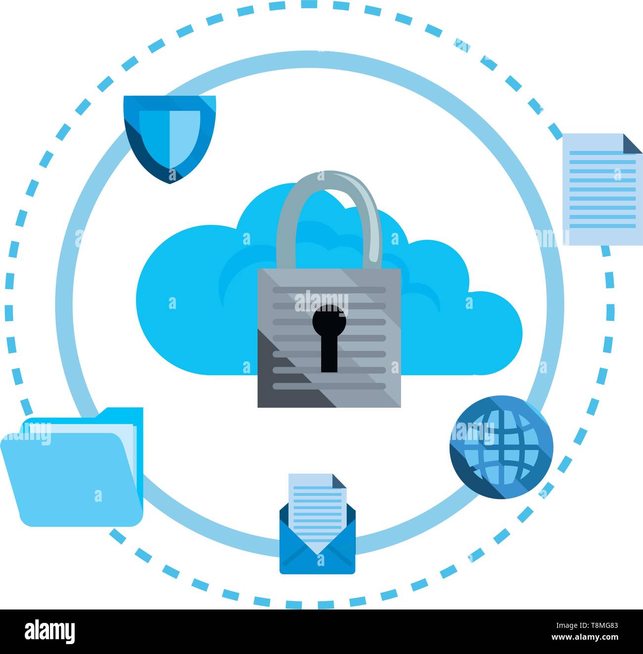 cloud computing padlcok cybersecurity data protection vector ...