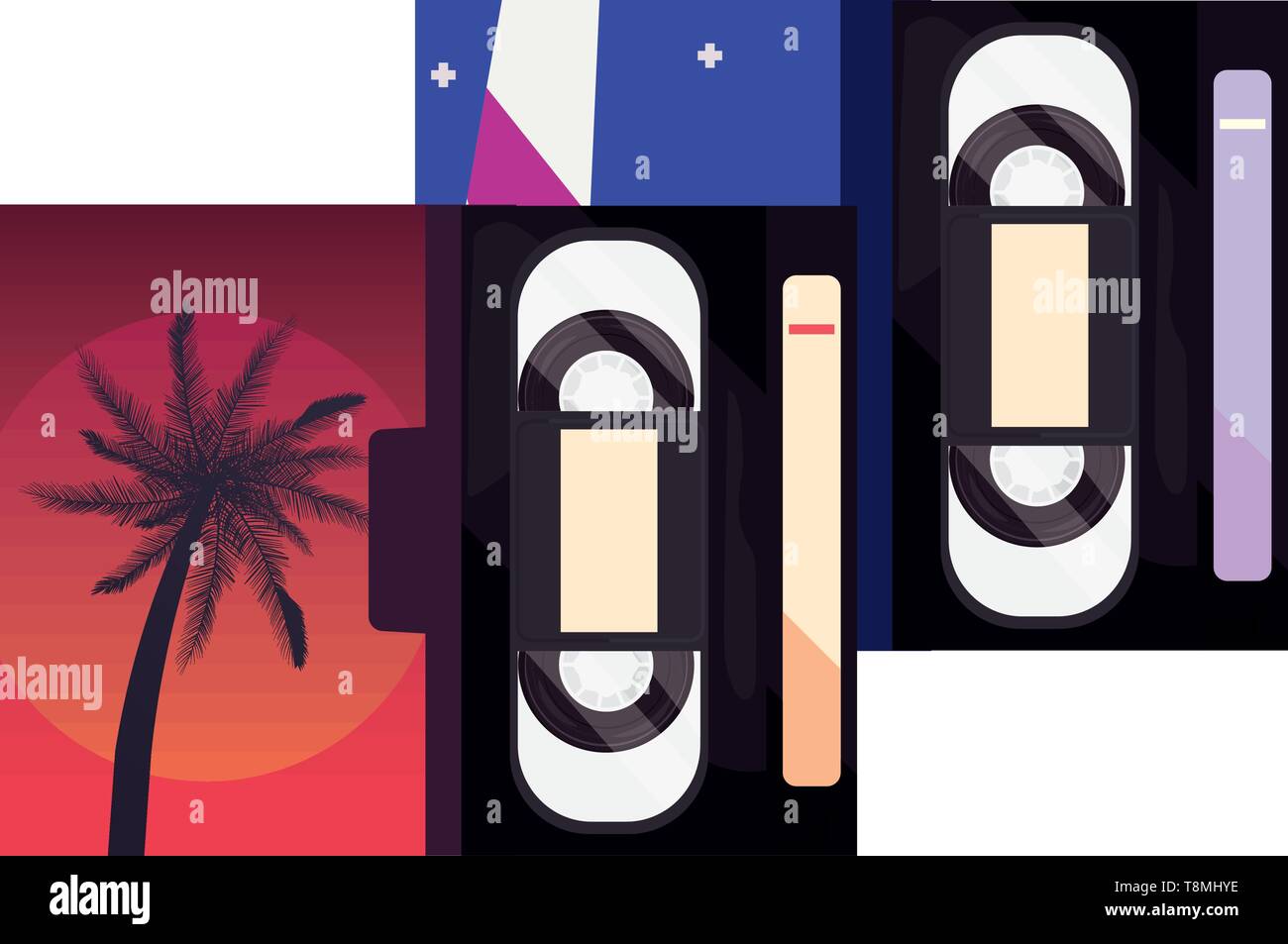 videotape beta box cover retro 80s style vector illustration Stock