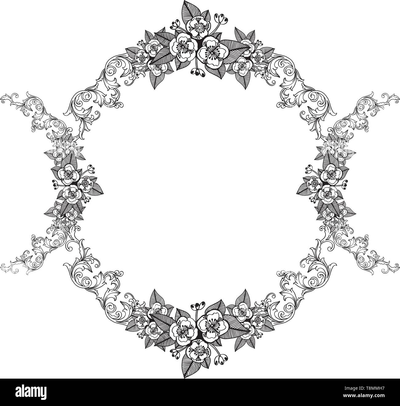 Vector illustration greeting card with design beautiful flower frame of ...