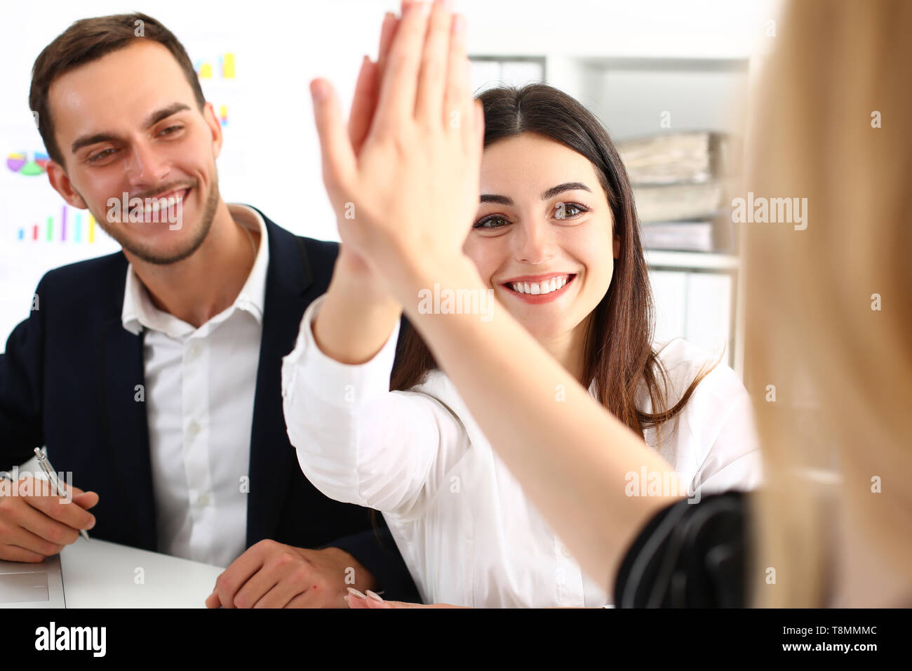Group of joyful smiling happy people celebrate win Stock Photo - Alamy
