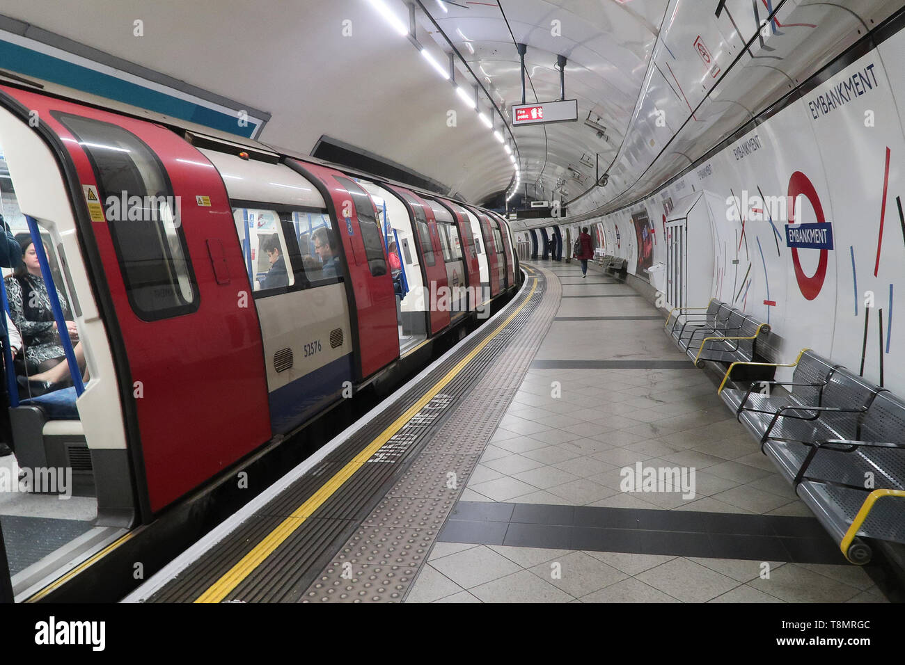 London, United Kingdom - October 14, 2018; Embankment Metro Platform In 