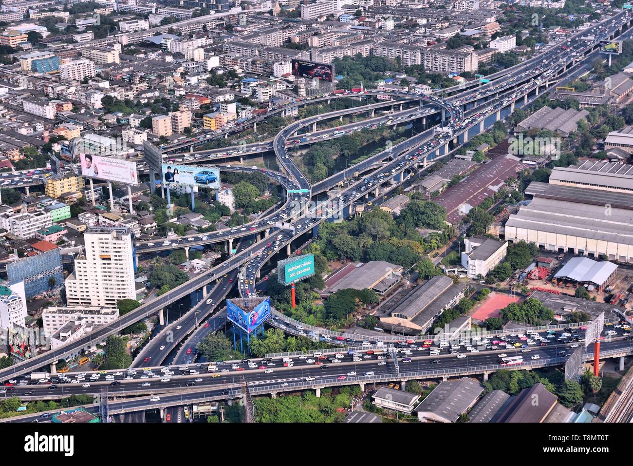 BANGKOK, THAILAND - DECEMBER 24, 2013: Highway interchange in Bangkok. Bangkok is the biggest city in Thailand with 14 million people living in its ur Stock Photo