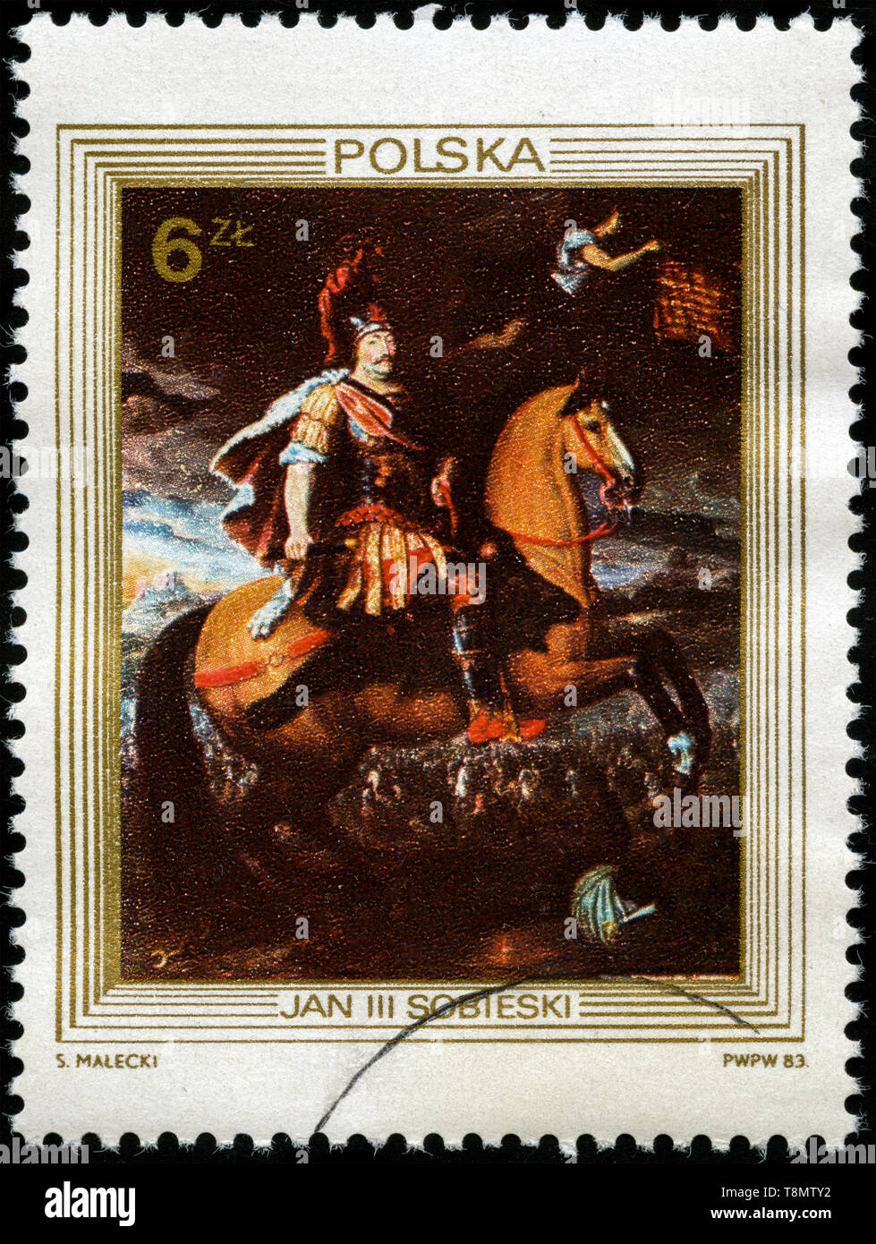 Postage stamp from Poland in the King's Portraits King John III Sobieski series issued in 1983 Stock Photo
