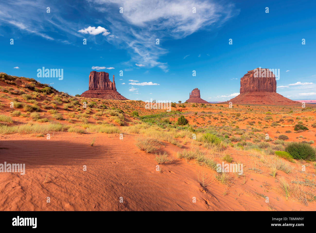 Sand dunes of desert in Monument Valley in Arizona, USA. Stock Photo