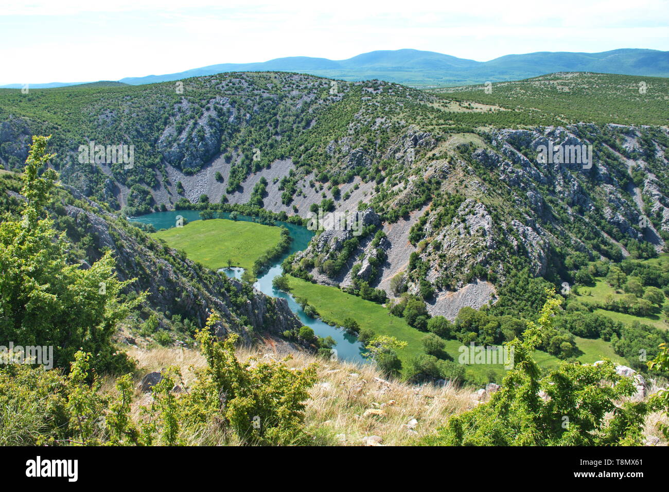 High angle view of the river canyon in Croatia Stock Photo