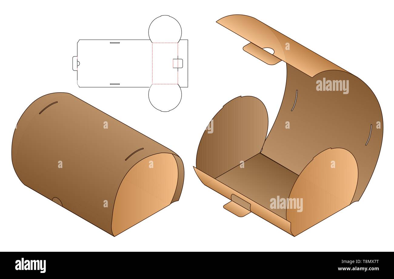 Box packaging die cut template design. 3d mockup Stock Vector Image