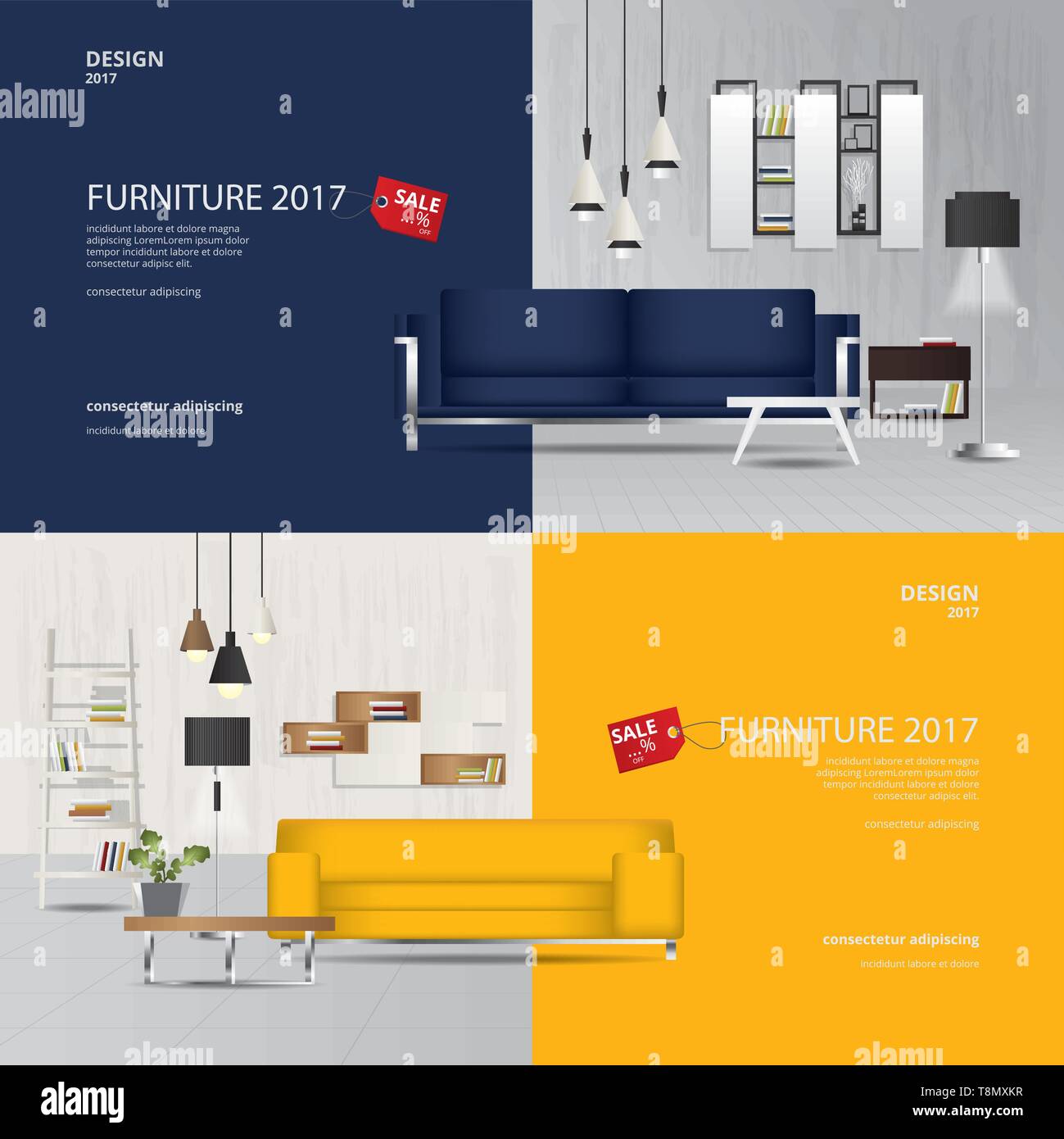 2 Banner Furniture Sale Advertisement Flayers Vector Illustration