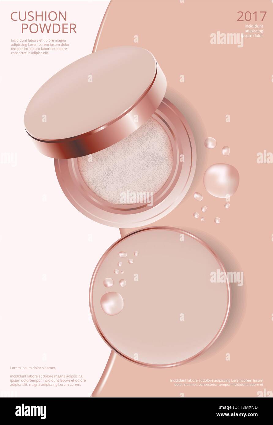 Makeup Powder Cushion Poster Template Vector Illustration Stock Vector