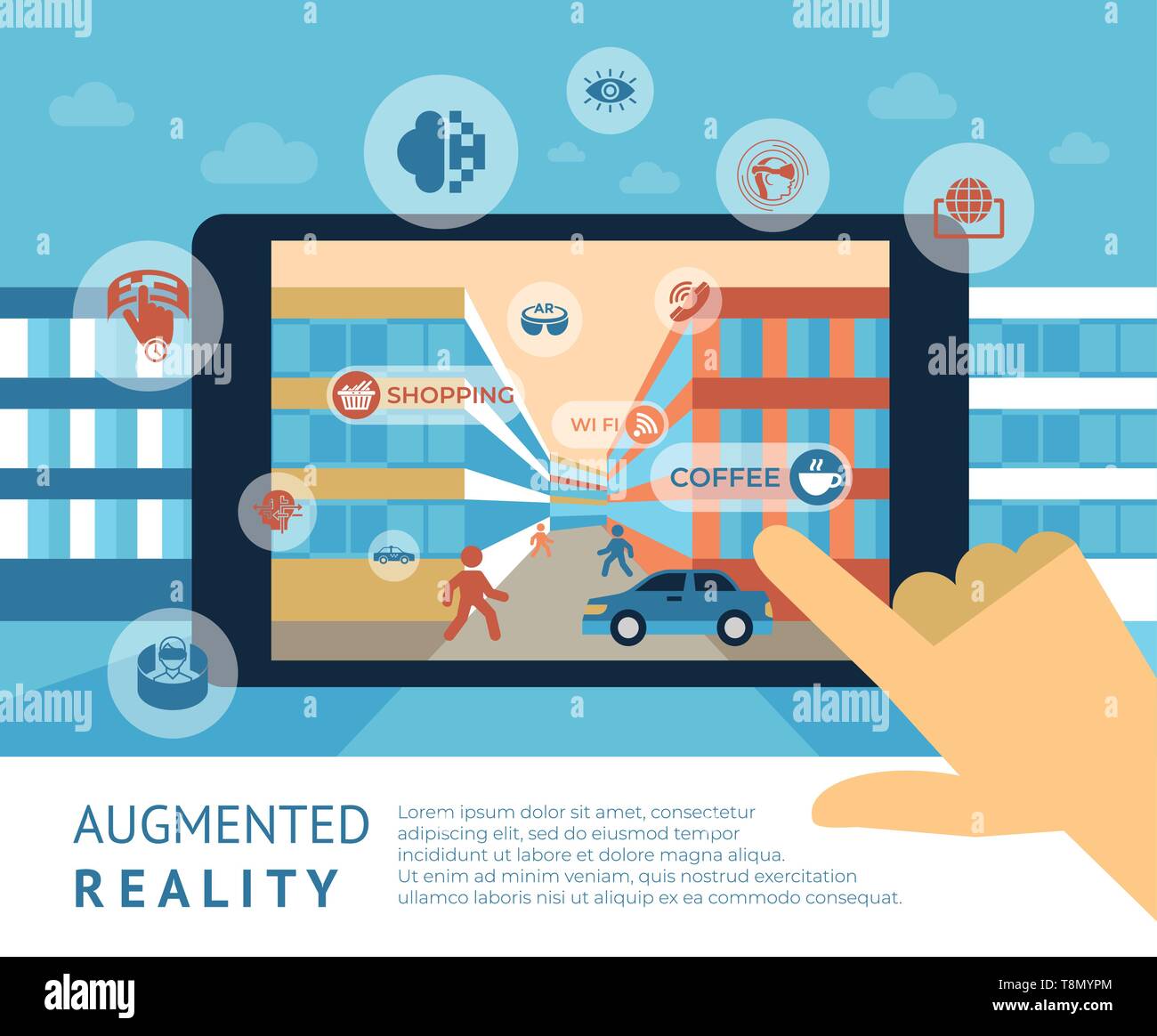 Augmented reality technology icons infographics collection, digital ...
