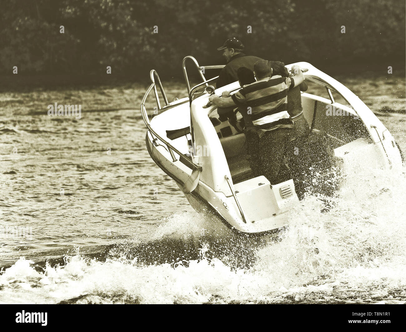 the turn of the motor boat Stock Photo Alamy