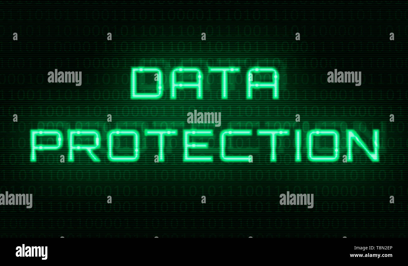 Binary code with the words Data protection in the center Stock Photo
