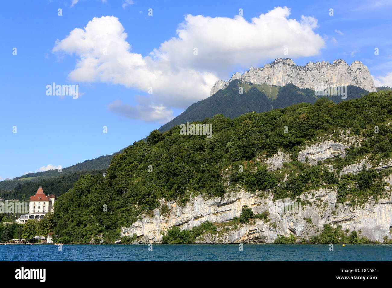 Montagnes Des Alpes Françaises En Bordure Du Lac Dannecy