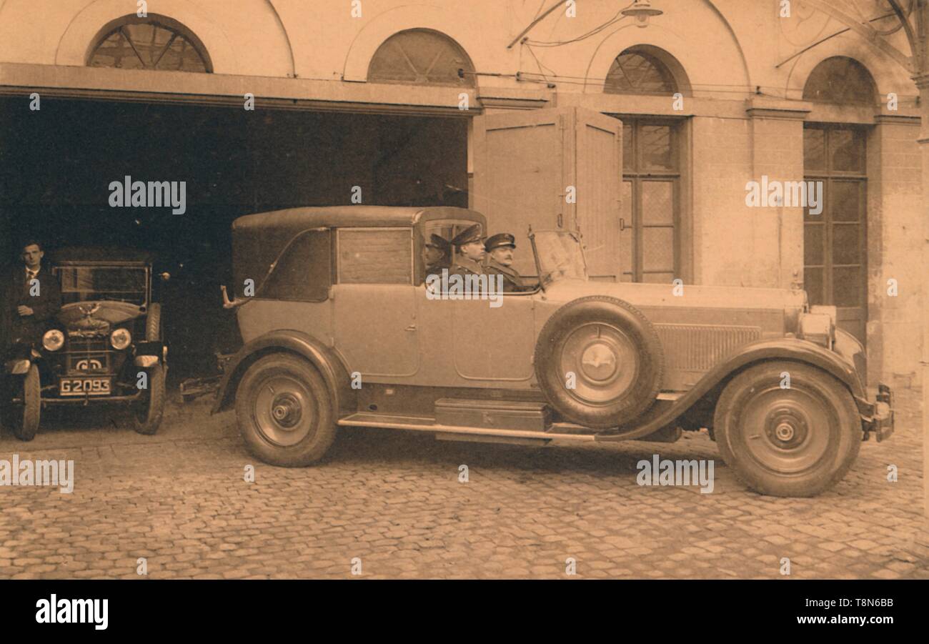 Garage at the Cuban Embassy in Brussels, Belgium, 1927.  Creator: Unknown. Stock Photo