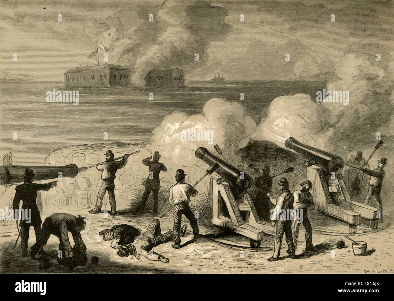 'The Attack of Fort Sumter', (1878). Creator: Albert Bobbett. Stock Photo